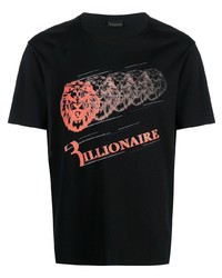 schwarzes bedrucktes T-Shirt mit einem Rundhalsausschnitt von Billionaire