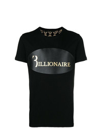 schwarzes bedrucktes T-Shirt mit einem Rundhalsausschnitt von Billionaire