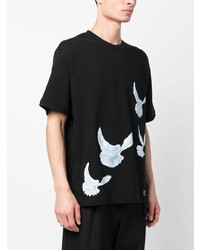 schwarzes bedrucktes T-Shirt mit einem Rundhalsausschnitt von 3PARADIS