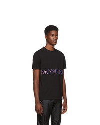 schwarzes bedrucktes T-Shirt mit einem Rundhalsausschnitt von Moncler Genius