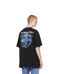 schwarzes bedrucktes T-Shirt mit einem Rundhalsausschnitt von Off-White