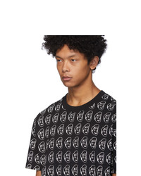 schwarzes bedrucktes T-Shirt mit einem Rundhalsausschnitt von McQ Alexander McQueen