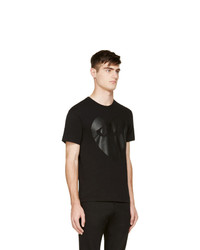 schwarzes bedrucktes T-Shirt mit einem Rundhalsausschnitt von Comme Des Garcons Play