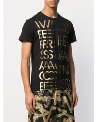 schwarzes bedrucktes T-Shirt mit einem Rundhalsausschnitt von VERSACE JEANS COUTURE