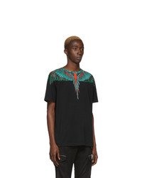 schwarzes bedrucktes T-Shirt mit einem Rundhalsausschnitt von Marcelo Burlon County of Milan