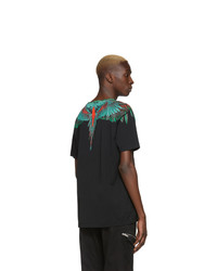 schwarzes bedrucktes T-Shirt mit einem Rundhalsausschnitt von Marcelo Burlon County of Milan