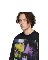 schwarzes bedrucktes T-Shirt mit einem Rundhalsausschnitt von Dries Van Noten