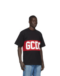 schwarzes bedrucktes T-Shirt mit einem Rundhalsausschnitt von Gcds