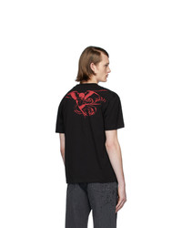 schwarzes bedrucktes T-Shirt mit einem Rundhalsausschnitt von McQ Alexander McQueen