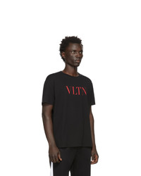 schwarzes bedrucktes T-Shirt mit einem Rundhalsausschnitt von Valentino