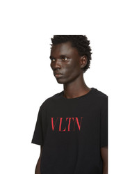 schwarzes bedrucktes T-Shirt mit einem Rundhalsausschnitt von Valentino