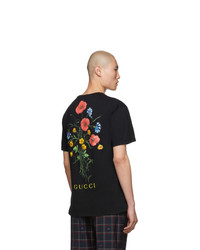 schwarzes bedrucktes T-Shirt mit einem Rundhalsausschnitt von Gucci