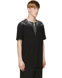 schwarzes bedrucktes T-Shirt mit einem Rundhalsausschnitt von Marcelo Burlon County of Milan