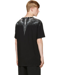 schwarzes bedrucktes T-Shirt mit einem Rundhalsausschnitt von Marcelo Burlon County of Milan