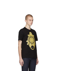 schwarzes bedrucktes T-Shirt mit einem Rundhalsausschnitt von Versace