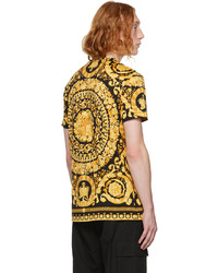 schwarzes bedrucktes T-Shirt mit einem Rundhalsausschnitt von Versace