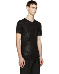 schwarzes bedrucktes T-Shirt mit einem Rundhalsausschnitt von Diesel Black Gold