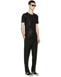 schwarzes bedrucktes T-Shirt mit einem Rundhalsausschnitt von Diesel Black Gold