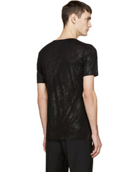 schwarzes bedrucktes T-Shirt mit einem Rundhalsausschnitt von Diesel Black Gold