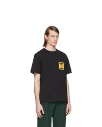 schwarzes bedrucktes T-Shirt mit einem Rundhalsausschnitt von Lemaire