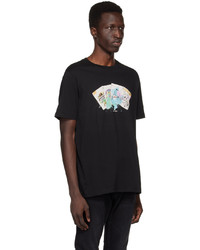 schwarzes bedrucktes T-Shirt mit einem Rundhalsausschnitt von Ps By Paul Smith