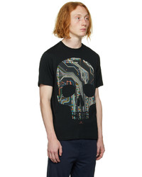 schwarzes bedrucktes T-Shirt mit einem Rundhalsausschnitt von Ps By Paul Smith