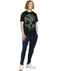 schwarzes bedrucktes T-Shirt mit einem Rundhalsausschnitt von Ps By Paul Smith