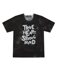 schwarzes bedrucktes T-Shirt mit einem Rundhalsausschnitt von Black Comme Des Garçons