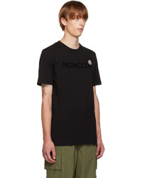 schwarzes bedrucktes T-Shirt mit einem Rundhalsausschnitt von Moncler