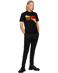 schwarzes bedrucktes T-Shirt mit einem Rundhalsausschnitt von DSQUARED2