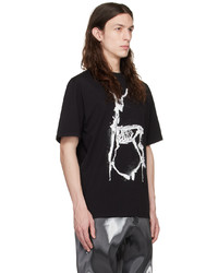schwarzes bedrucktes T-Shirt mit einem Rundhalsausschnitt von Heliot Emil