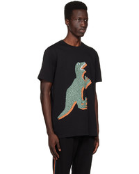 schwarzes bedrucktes T-Shirt mit einem Rundhalsausschnitt von Ps By Paul Smith