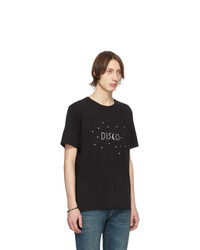 schwarzes bedrucktes T-Shirt mit einem Rundhalsausschnitt von Saint Laurent