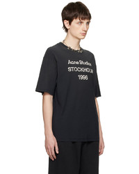 schwarzes bedrucktes T-Shirt mit einem Rundhalsausschnitt von Acne Studios