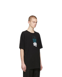 schwarzes bedrucktes T-Shirt mit einem Rundhalsausschnitt von Off-White