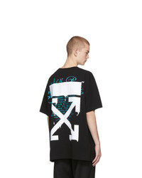 schwarzes bedrucktes T-Shirt mit einem Rundhalsausschnitt von Off-White