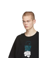 schwarzes bedrucktes T-Shirt mit einem Rundhalsausschnitt von Off-White