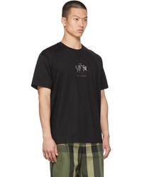 schwarzes bedrucktes T-Shirt mit einem Rundhalsausschnitt von Burberry