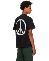 schwarzes bedrucktes T-Shirt mit einem Rundhalsausschnitt von DEVÁ STATES