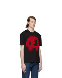 schwarzes bedrucktes T-Shirt mit einem Rundhalsausschnitt von McQ Alexander McQueen