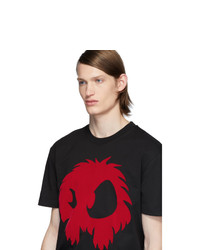 schwarzes bedrucktes T-Shirt mit einem Rundhalsausschnitt von McQ Alexander McQueen