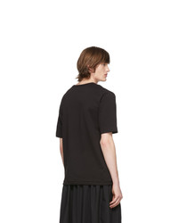 schwarzes bedrucktes T-Shirt mit einem Rundhalsausschnitt von Dries Van Noten