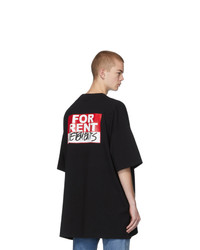 schwarzes bedrucktes T-Shirt mit einem Rundhalsausschnitt von Vetements