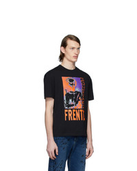 schwarzes bedrucktes T-Shirt mit einem Rundhalsausschnitt von McQ Alexander McQueen