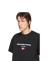 schwarzes bedrucktes T-Shirt mit einem Rundhalsausschnitt von Alexander Wang