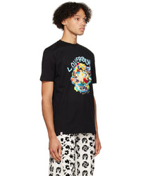 schwarzes bedrucktes T-Shirt mit einem Rundhalsausschnitt von Charles Jeffrey Loverboy