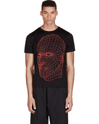 schwarzes bedrucktes T-Shirt mit einem Rundhalsausschnitt von Christopher Kane