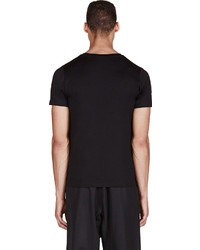 schwarzes bedrucktes T-Shirt mit einem Rundhalsausschnitt von Christopher Kane