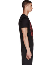 schwarzes bedrucktes T-Shirt mit einem Rundhalsausschnitt von Christopher Kane