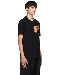 schwarzes bedrucktes T-Shirt mit einem Rundhalsausschnitt von Doublet